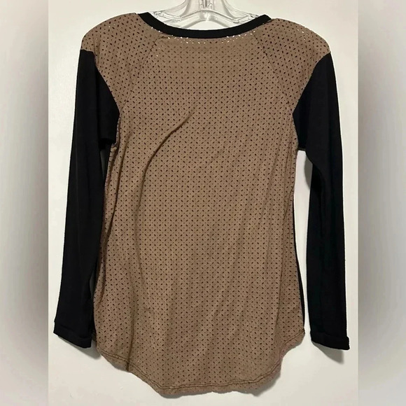 Karlie black and brown long sleeve top size S - Picture 2 of 5